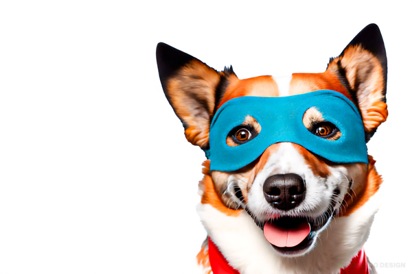 cachorro vestindo fantasia de carnaval de mascara azul 2
