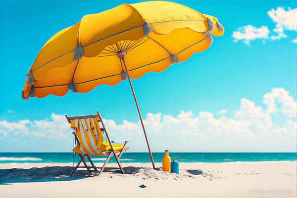 umbrella chair yellow in front of the sea vacation summer beach