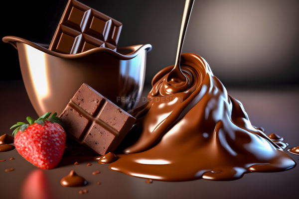 imagem chocolate derretido morango doce