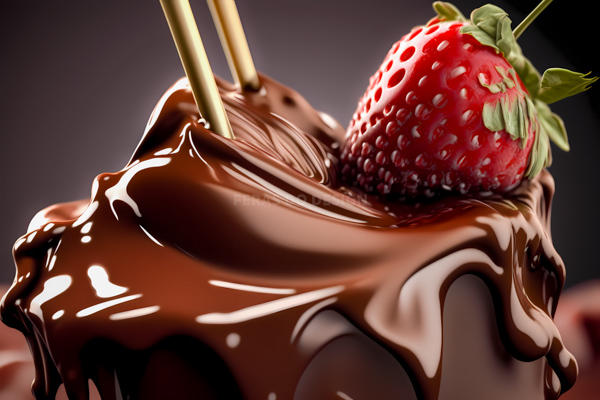 imagem chocolate quente morango derretido