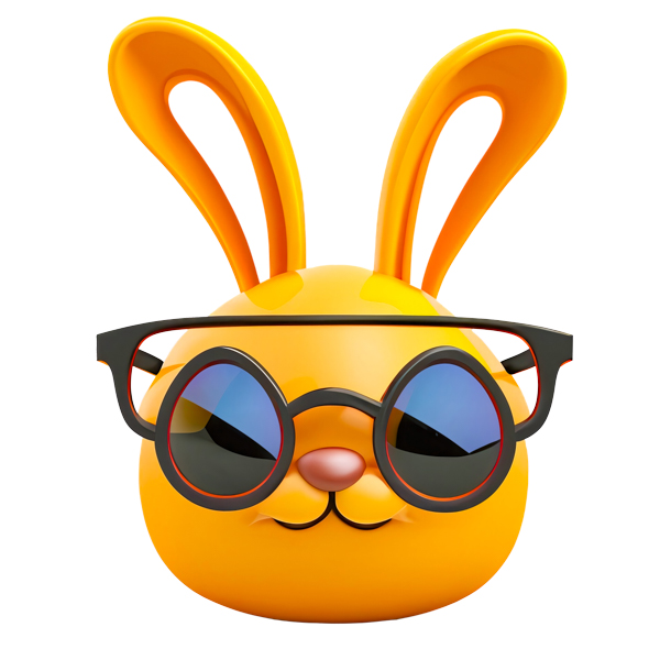 emoji coelho amarelo render 3d