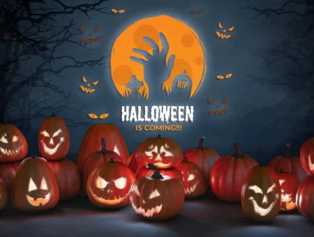 halloween esta chegando mock up com aboboras assustadoras 23 2148286783